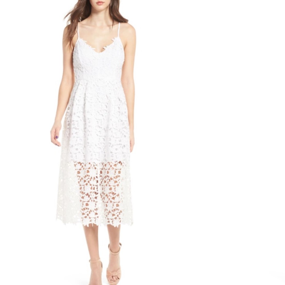 White Astr lace midi dress